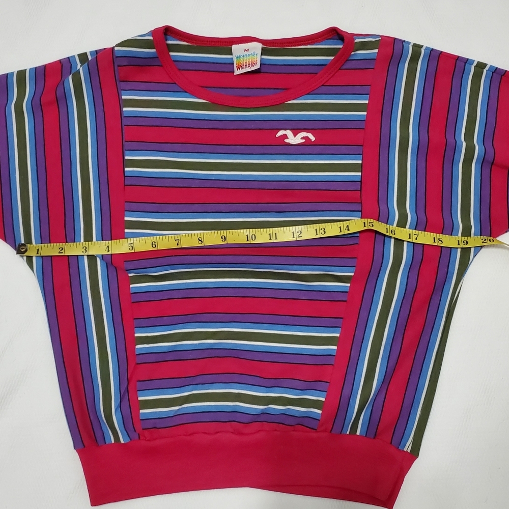 Wrangler Vintage 80s Retro Striped Top Womens Medium - Picture 9 of 10